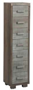 Chiffonnier étroit 6 tiroirs en bois gris et naturel Chiffonnier étroit 6 tiroirs