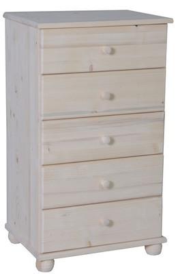 Chiffonnier 5 tiroirs pin brut