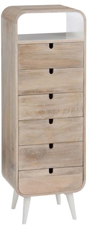 Chiffonnier 6 tiroirs 1 niche Bois Blanc - METRO - Chiffonnier 6 tiroirs 1 niche