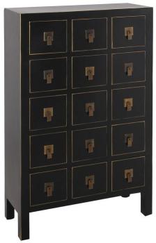 Chiffonnier Noir Meuble Chinois 15 tiroirs - PEKIN