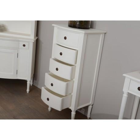 Chiffonnier 5 tiroirs blanc style louis xv agathe Amadeus Chiffonnier 5 tiroirs blanc