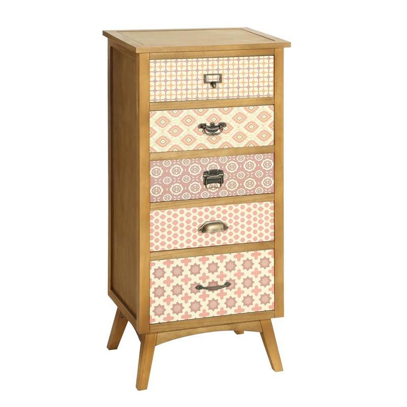 Chiffonnier 5 tiroirs façades motifs imprimés - MY