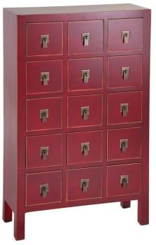 Chiffonnier Rouge Meuble Chinois 15 tiroirs - PEKIN Chiffonnier Rouge Meuble Chinois