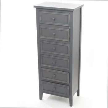 Chiffonier Charme à 6 tiroirs - Bois - Gris