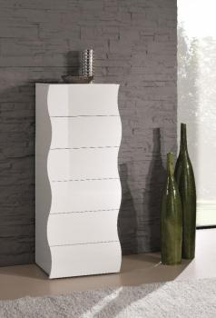 Chiffonnier VAGUE 6 tiroirs blanc brillant