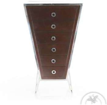 Chiffonnier design en bois foncé et inox - Bourget Chiffonnier design en bois