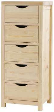 Chiffonnier pin massif brut 5 tiroirs Lune