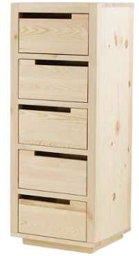 Chiffonnier pin massif brut 5 tiroirs - 53 x 45 x