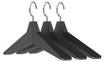 Unu - Set de 3 cintres - noir-acier inoxydable poli Unu - Set de 3 cintres - noir-acier