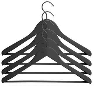 Soft Coat Hanger - Lot de 4 cintres larges - noir 44x27x4cm Soft Coat Hanger - Lot de