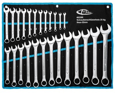 25 Clés Mixtes en Acier Carbone 6 mm - 32 mm + 1 T