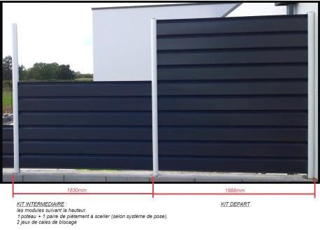 Kit INTERMEDIAIRE clôture pleine METACLO Steel Dim