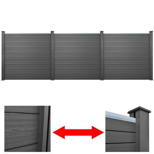 VidaXL Panneau clôture de jardin carré gris WPC 3