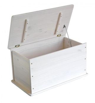 Coffre de rangement 44x73x39 5 cm en pin cérusé blanc Coffre de rangement 44x73x39