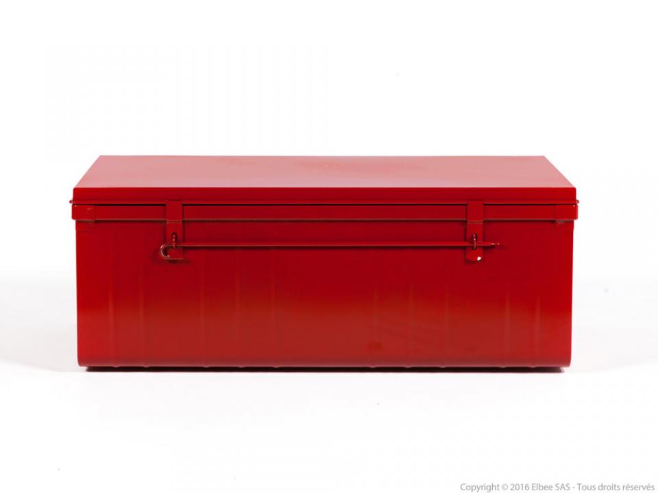 Malle de rangement métal 100x55cm IRON Rouge