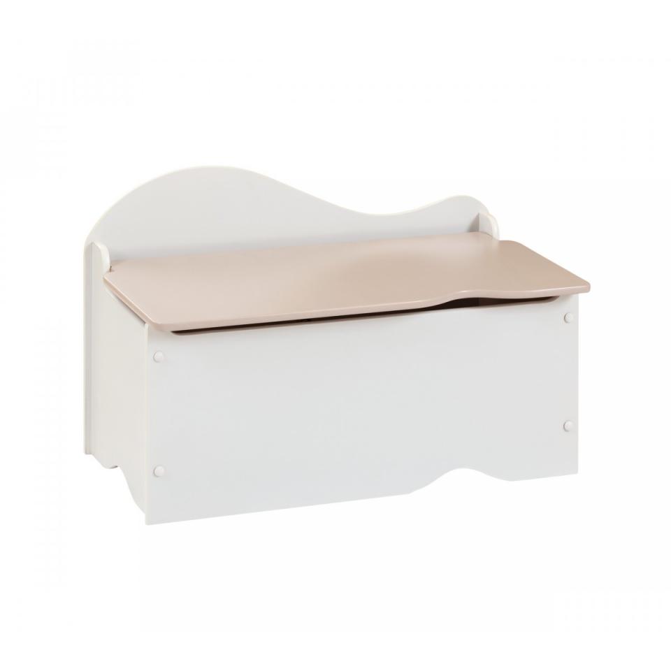 Coffre de Rangement Blanc/Taupe à Décorer - Terre