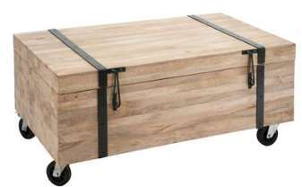 Grand coffre sur roulettes en bois Grand coffre sur roulettes