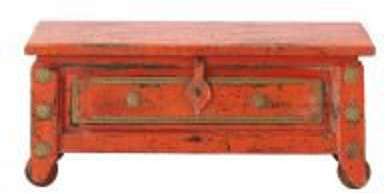 Coffre indien en manguier massif orange L 101 cm S