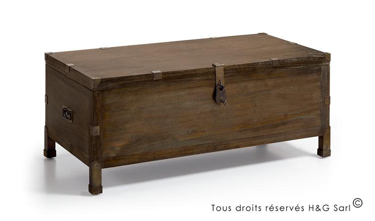 Malle-coffre de rangement industriel - LOFT - Bois