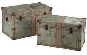Set de 2 coffres rectangle zinc argent médium Set de 2 coffres rectangle