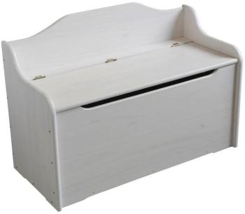 Coffre banquette Pin massif cérusé blanc Coffre banquette Pin massif