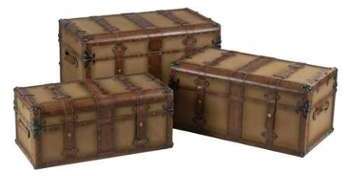 Set de 3 coffres rectangles textile marron Set de 3 coffres rectangles