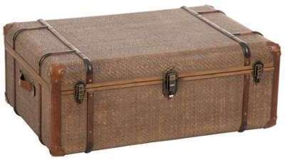 Coffre de rangement valise ancienne en rotin