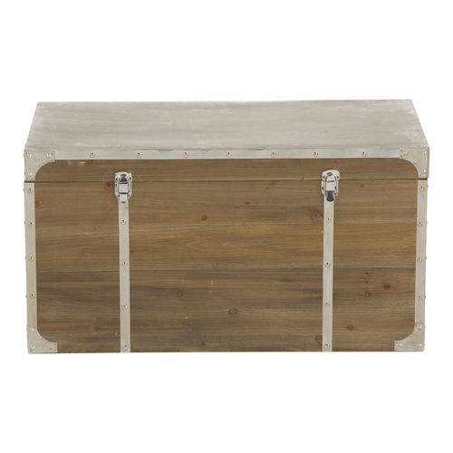 Malle de rangement bois et métal 81x41x42,5cm Natu