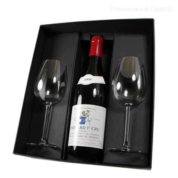 Coffret Pommard 1er Cru Clos Blanc et 2 verres dég