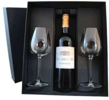 Coffret luxe château Du Pin 2015 et 2 verres dégus