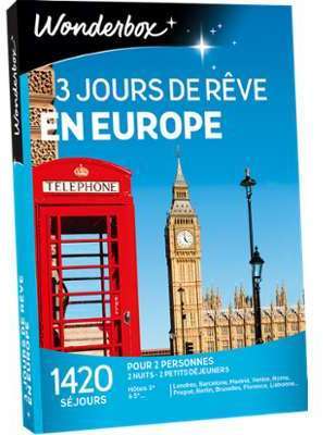 Coffret cadeau 3 jours de rêve en Europe Coffret cadeau Coffret cadeau 3 jours de