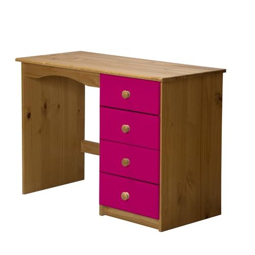 Coiffeuse en pin massif coloris Antique et Fuchsia Coiffeuse en pin massif coloris