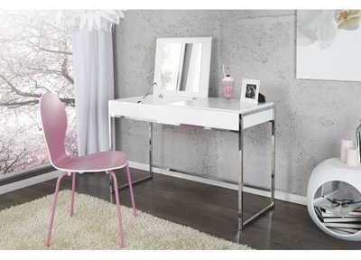 Coiffeuse en MDF blanc laqué avec miroir