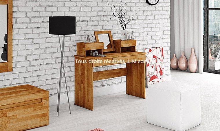 Coiffeuse chambre adulte chêne massif Zenno naturel Coiffeuse chambre adulte chêne