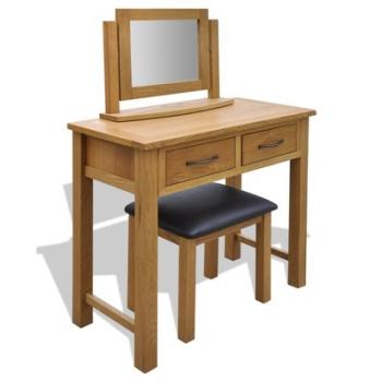 VidaXL Chêne Table de toilette avec tabouret VidaXL Chêne Table de toilette