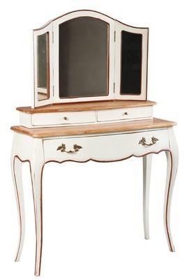 Coiffeuse Régence laquée et plateau bois miroir tr