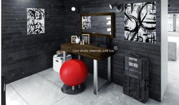 Coiffeuse en bois massif design styl Wengé laqué