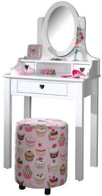 Coiffeuse 136 cm avec miroir inclus en pin massif et Coiffeuse 136 cm avec miroir