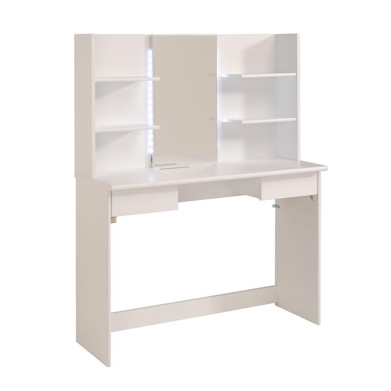 Coiffeuse 2 tiroirs à LEDs Blanc - BIMBO - L 109 x