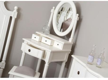 Coiffeuse romantique 4 tiroirs blanc style louis xv Coiffeuse romantique 4 tiroirs