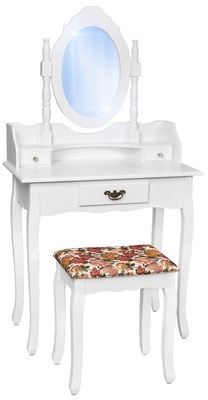 Coiffeuse meuble avec miroir et 3 Tiroirs + Tabour