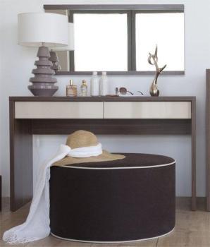 Coiffeuse 2 tiroirs Inbox avec miroir et pouf cube