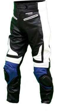 Kc301 pantalon moto quad RACING cuir noir et bleu KARNO Kc301 pantalon moto quad RACING
