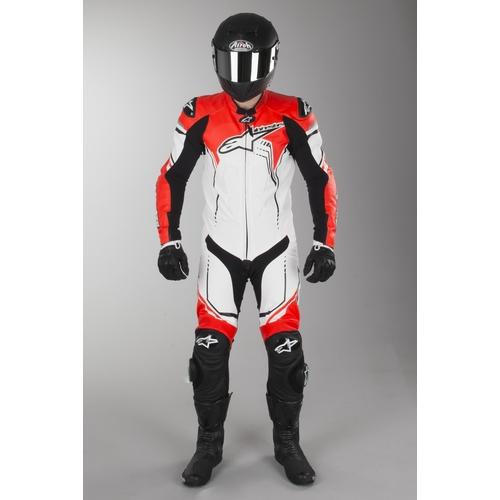 Pantalon en cuir Alpinestar GP Plus Blanc-Noir-Rou