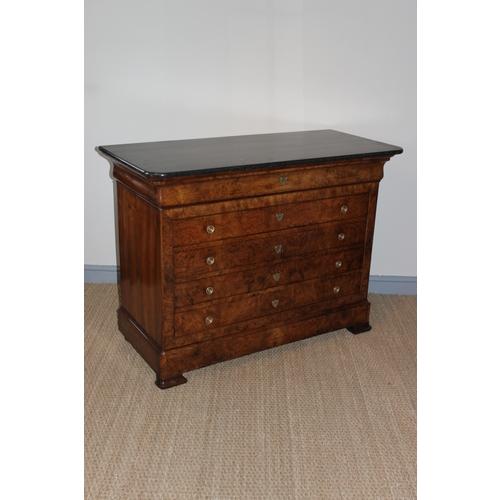 Commode Antique Louis Philippe en Loupe de Noyer,