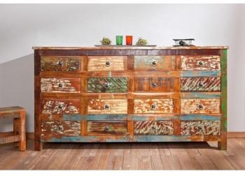 Grande commode en manguier recyclé 16 tiroirs Ha