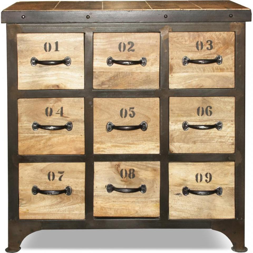 Commode Vintage industriel - Bois - 9 tiroirs Bois
