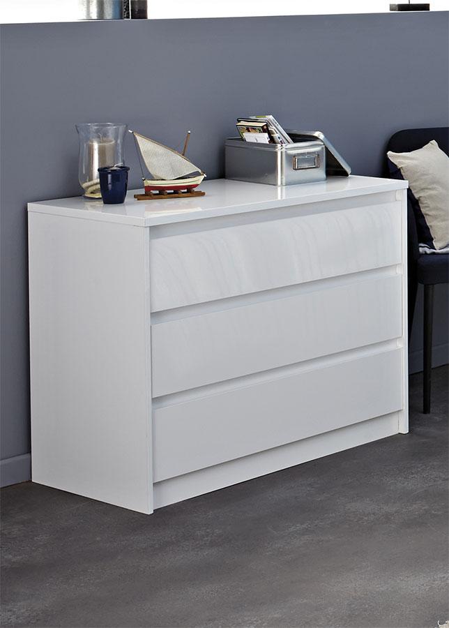 Commode adulte design couleur blanc laqué avec 3 t