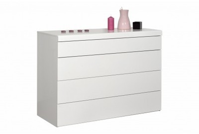 Commode blanc laqué avec 4 tiroirs
