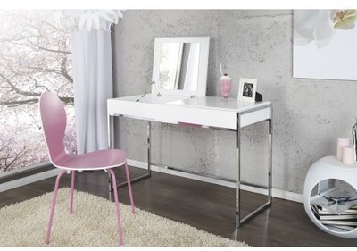 Coiffeuse en MDF blanc laqué avec miroir